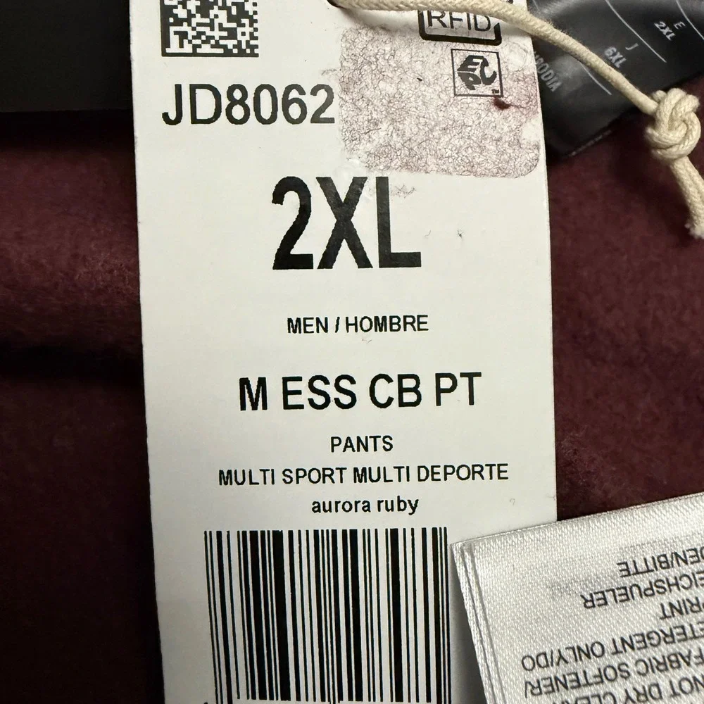 Adidas Joggers Mens 2XL‎ Burgundy Colorblock Multi Sport Fleece Pants 36x28